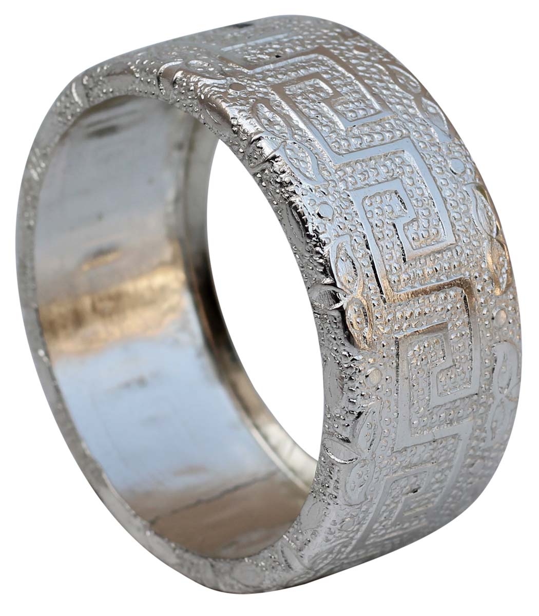 Buy in Bulk - Metal Napkin Rings - Cast in Brass - Nickel Plated - Engraved Abstract Patterns